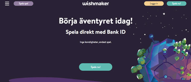 Startsida för Wishmaker Casino.